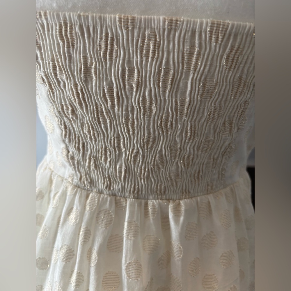 Maeve Anthropologie Size 6 Cream Gold Polka Dot Dress Pockets Sleeveless Vintage - Picture 10 of 15